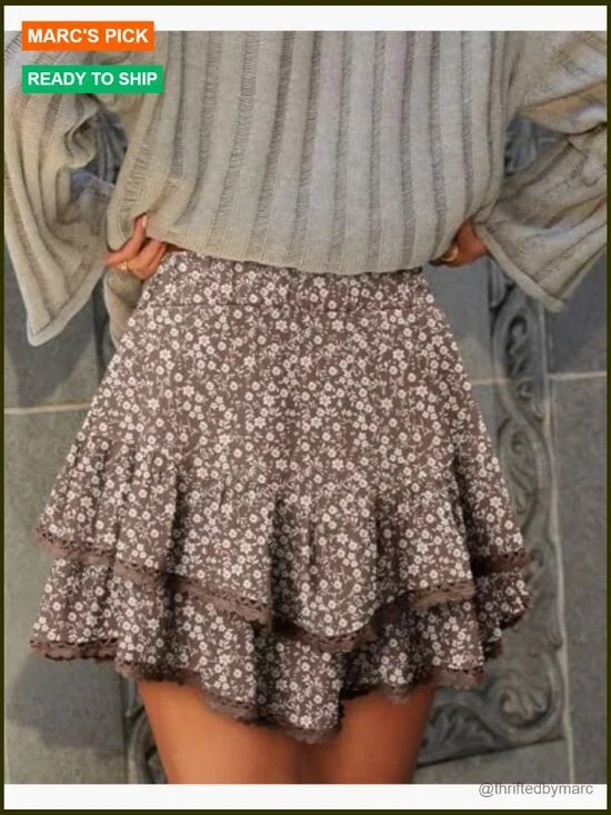 High Waisted Skort with Ruffle Tiered Design for Active Wear - Picture 4 of 7